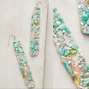 Anthropologie turquoise rectangular drop earrings